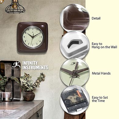 Infinity Instruments Square Retro Wall Clock