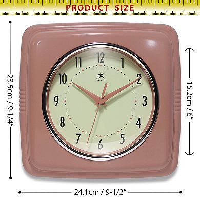 Infinity Instruments Square Retro Wall Clock 9.25-Inch