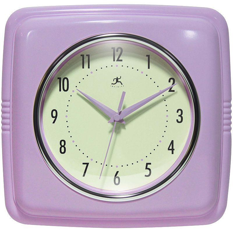 Infinity Instruments Square Retro Wall Clock 9.25-Inch, Purple