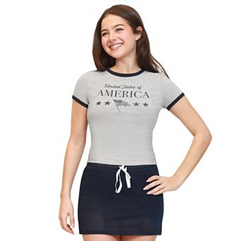 Juniors' madden girl Contrast Ringer Graphic Baby Tee