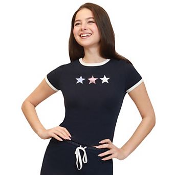 Juniors' madden girl Contrast Ringer Graphic Baby Tee
