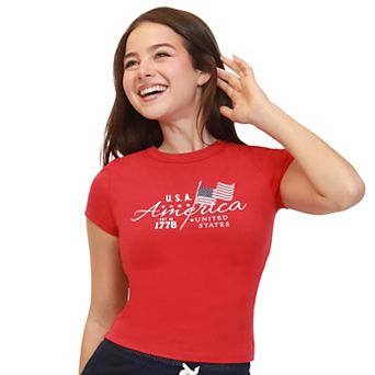 Juniors' madden girl Contrast Ringer Graphic Baby Tee