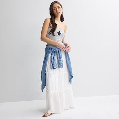 Juniors' madden girl Tube Top with Beaded Embroidery