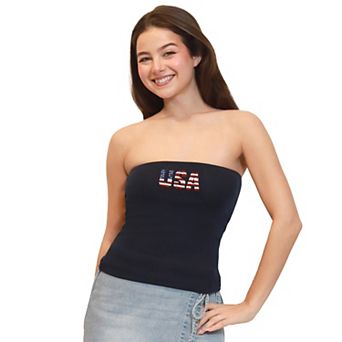 Juniors' madden girl Tube Top with Beaded Embroidery