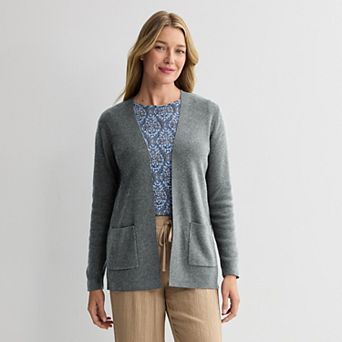 Women's Croft & Barrow® Polished Open Front Sweater Cardigan