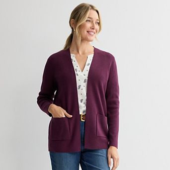Women's Croft & Barrow® Polished Open Front Sweater Cardigan