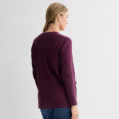 Petite Croft & Barrow® Polished Open Front Sweater Cardigan