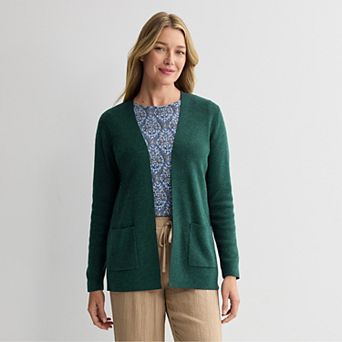 Petite Croft & Barrow® Polished Open Front Sweater Cardigan