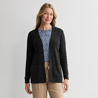 Petite Croft & Barrow® Polished Open Front Sweater Cardigan