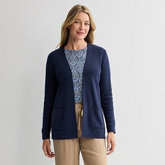 Petite Croft & Barrow® Polished Open Front Sweater Cardigan
