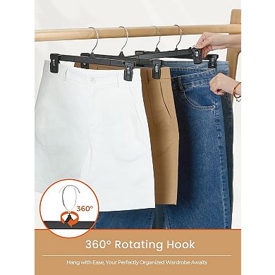 HOUSE DAY Plastic Pants Skirts Hangers 12inch with Non-Slip Big Clips 25 Pack