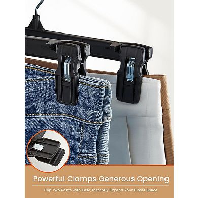 HOUSE DAY Plastic Pants Skirts Hangers 12inch with Non-Slip Big Clips 25 Pack
