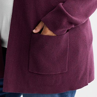 Women's Croft & Barrow® Polished Open Front Cardigan Sweater