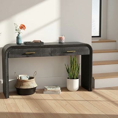 Homy Casa 59" Wide Retro Console Table with Two Drawers for Entryway