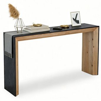 Homy Casa 59" Modern Wood Console Table, Two-Tone Entryway & Sofa Table, Rustic Contemporary Design