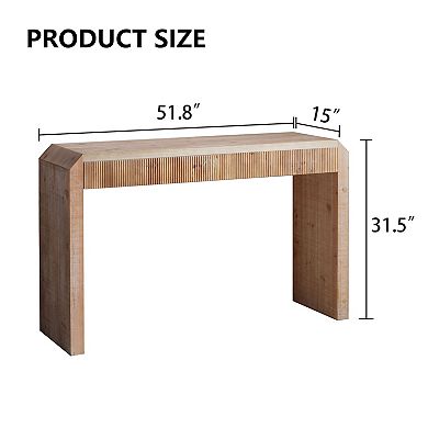 Homy Casa Modern Console Table with Drawer, Minimalist Ribbed Entryway Table in Natural Finish