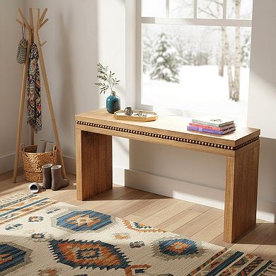 Homy Casa 64" Wood Console Table with Beaded Trim, Entryway & Living Room Accent Table