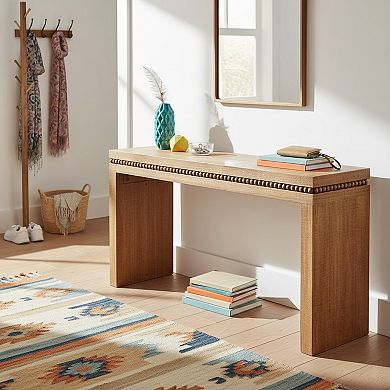 Homy Casa 64" Wood Console Table with Beaded Trim, Entryway & Living Room Accent Table