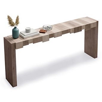 Homy Casa 71" Modern Console Table with Sculpted Block Design, Narrow Entryway & Sofa Table