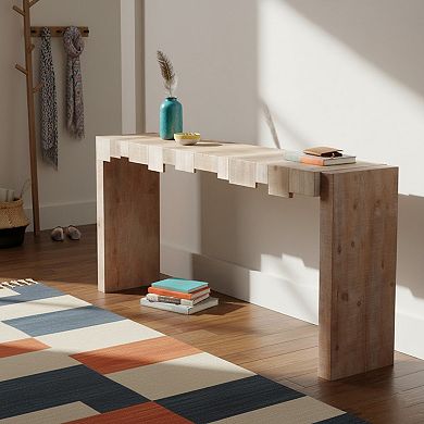 Homy Casa 71" Modern Console Table with Sculpted Block Design, Narrow Entryway & Sofa Table