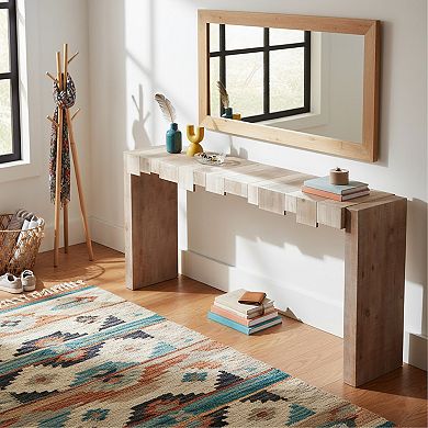 Homy Casa 71" Modern Console Table with Sculpted Block Design, Narrow Entryway & Sofa Table