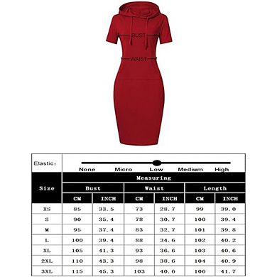 Women's Casual Short Sleeve Slim Pullover Midi Hoodie Dress Sweatshirt Dresses with Pockets