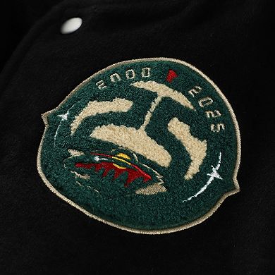 Men's Mitchell & Ness Black Minnesota Wild Walk The Tunnel Full-Snap Varsity Jacket