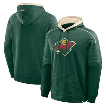 Men's Fanatics Green Minnesota Wild Goaltender Defender Pullover Hoodie