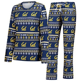 Women's Concepts Sport Navy Cal Bears Ugly Sweater Holiday Long Sleeve Top & Pants Sleep Set