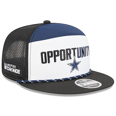 Men's New Era White/Black Dallas Cowboys 2025 Inspire Change Split Panel 9FIFTY Snapback Hat