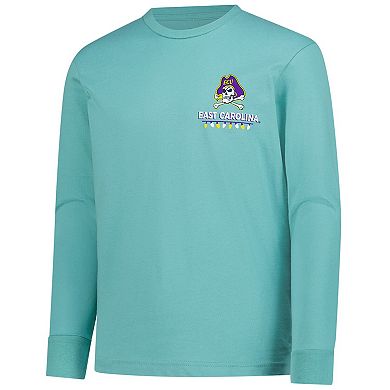 Youth Light Green ECU Pirates Merry Christmas Tree Long Sleeve T-Shirt