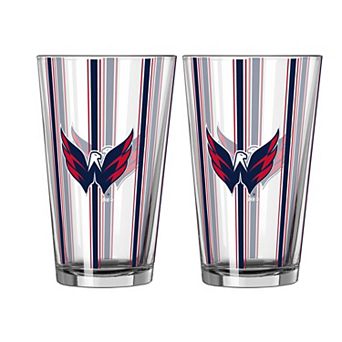 Logo Brands Washington Capitals Two-Piece 16oz. Striped Pint Glass Set