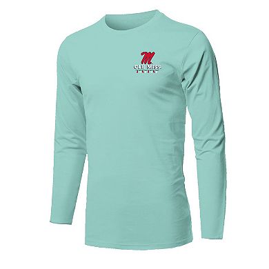 Youth Light Green Ole Miss Rebels Merry Christmas Tree Long Sleeve T-Shirt