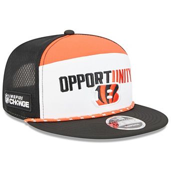 Men's New Era White/Black Cincinnati Bengals 2025 Inspire Change Split Panel 9FIFTY Snapback Hat
