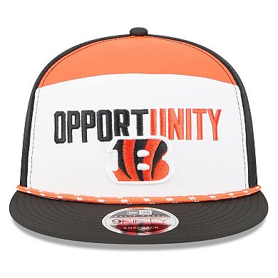 Men's New Era White/Black Cincinnati Bengals 2025 Inspire Change Split Panel 9FIFTY Snapback Hat