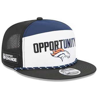 Men's New Era White/Black Denver Broncos 2025 Inspire Change Split Panel 9FIFTY Snapback Hat