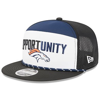 Men's New Era White/Black Denver Broncos 2025 Inspire Change Split Panel 9FIFTY Snapback Hat