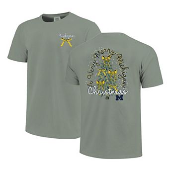 Women's Light Green Michigan Wolverines Christmas Tree Comfort Colors T-Shirt