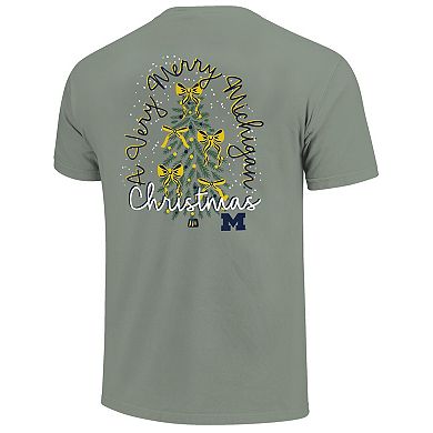 Women's Light Green Michigan Wolverines Christmas Tree Comfort Colors T-Shirt