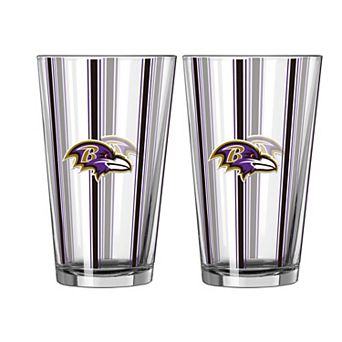 Logo Brands Baltimore Ravens Two-Piece 16oz. Striped Pint Glass Set