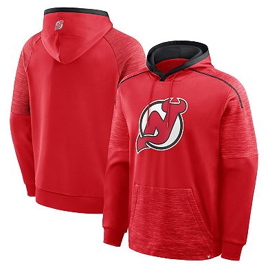 Men's Fanatics Red New Jersey Devils Goaltender Defender Pullover Hoodie
