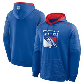 Men's Fanatics Blue New York Rangers Goaltender Defender Pullover Hoodie