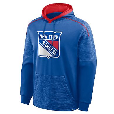 Men's Fanatics Blue New York Rangers Goaltender Defender Pullover Hoodie
