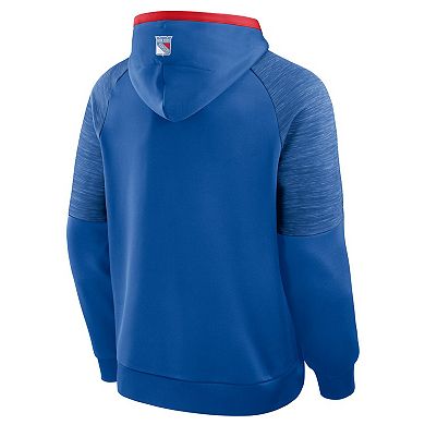 Men's Fanatics Blue New York Rangers Goaltender Defender Pullover Hoodie