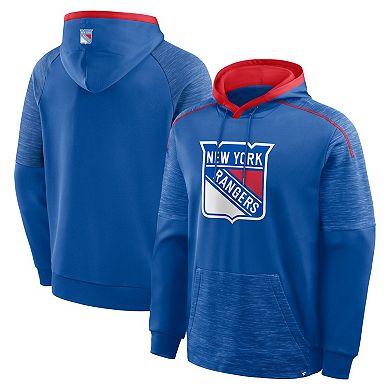 Men's Fanatics Blue New York Rangers Goaltender Defender Pullover Hoodie