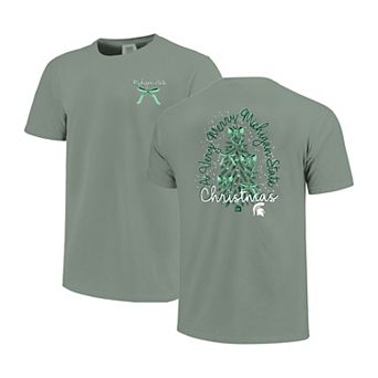 Women's Light Green Michigan State Spartans Christmas Tree Comfort Colors T-Shirt