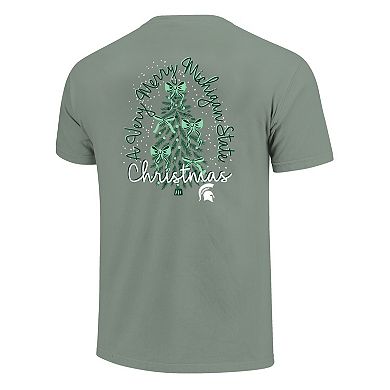 Women's Light Green Michigan State Spartans Christmas Tree Comfort Colors T-Shirt