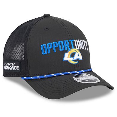 Men's New Era Black Los Angeles Rams 2025 Inspire Change 9FORTY M-Crown Adjustable Hat