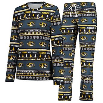 Women's Concepts Sport Black Missouri Tigers Ugly Sweater Holiday Long Sleeve Top & Pants Sleep Set
