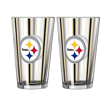 Logo Brands Pittsburgh Steelers Two-Piece 16oz. Striped Pint Glass Set